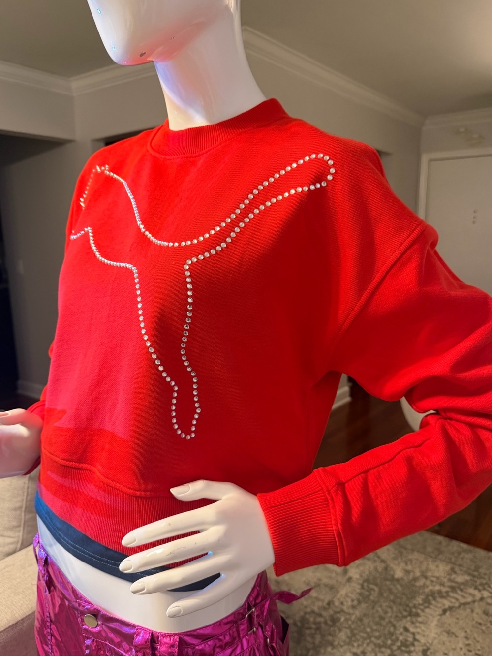 Puma cropped sweatshirt with rhinestone logo
